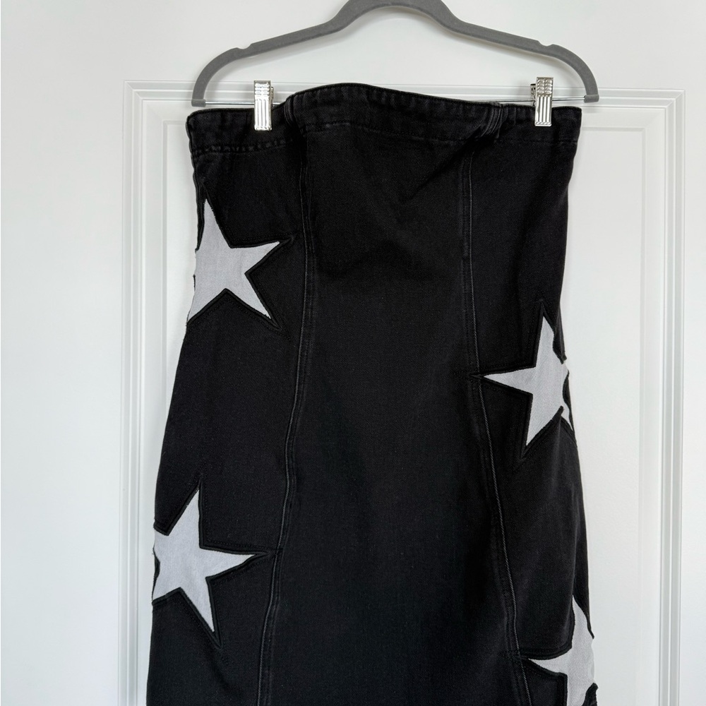 Nasty Gal Black Denim Star Mini Dress